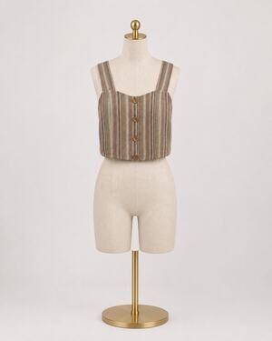 Muted Striped Relaxed Crop Top